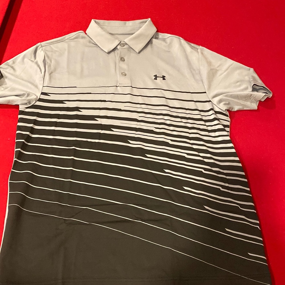 Under Armour Mens L Black and Grey Playoff Polo